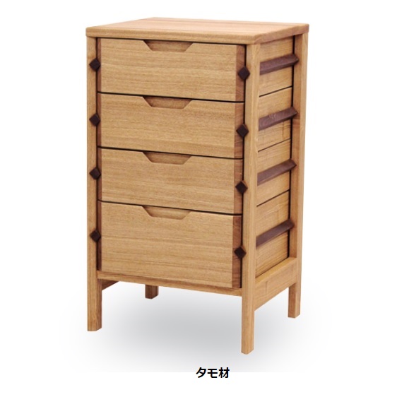 [送料無料] 40 チェスト プリズム(小引出×3/大引出×1) 40CHEST 3素材対応：タモ/ビーチ/ウォールナット無垢 天然植物性オイル塗装(ワックス仕上げ) Ｆ☆☆☆☆ 送料無料(玄関前配送)北海道、沖縄、離島は見積もり