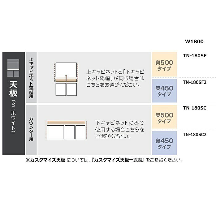 綾野製造所 180上カウンタ用天板 アンワット秒 (Unjour)TN-180SC(奥ぶかさ：500粍)TN-180SC2(奥ぶかさ：450粍)S：白いこと色納期4週貨物輸送無料(部屋の入り口前送りとどける)沖縄・北海道・離島は除く