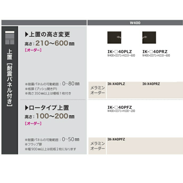 ［貨物輸送無料］綾野製造所40上置 クオリア (QUALIA)IK-40PZ決定づける開きあり本体：濃灰色薄墨色前板：購入注文6色相応う/メラミン購入注文60色高さ210～600粍納期5週貨物輸送無料(部屋の入り口前送りとどける)沖縄・北海道・離島は除く