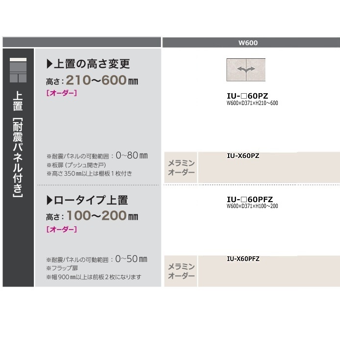 ［貨物輸送無料］綾野製造所60上置 クオリア (QUALIA)IU-60PZ本体：スタッコホワイト前板：購入注文6色相応う/メラミン購入注文60色高さ210～600粍納期5週貨物輸送無料(部屋の入り口前送りとどける)沖縄・北海道・離島は除く