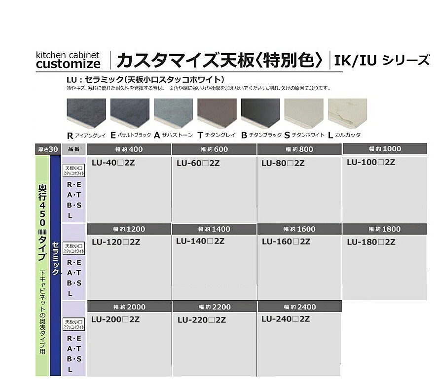 綾野製造所 カスタマイズ天板 (人並み外れた色) クオリア (QUALIA) IK/IU 続きもの相応うLU：陶器（天板手がかりスタッコホワイト）7色相応う奥ぶかさ：450粍幅11大きさ：40/60/80/100/120/140/160/180/200/220/240貨物輸送無料(部屋の入り口前送りとどける) 沖縄・北海道・離島は除く