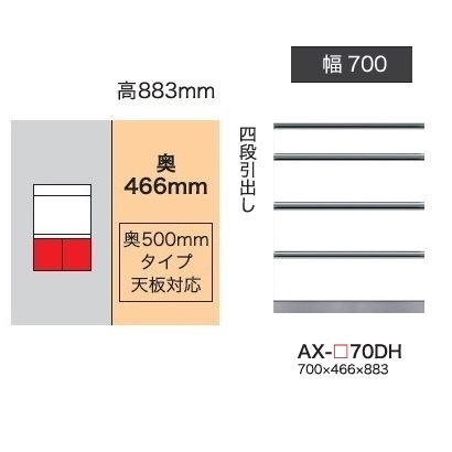 綾野製作所 70下キャビネット(4段引出し) BASIS(ベイシス) AX-70DH 奥行500mmタイプ 定番色：パールホワイト色(P) オーダー色：12色対応 メラミンオーダー60色対応 納期5～6週間 開梱設置送料無料(沖縄・北海道・離島は除く)