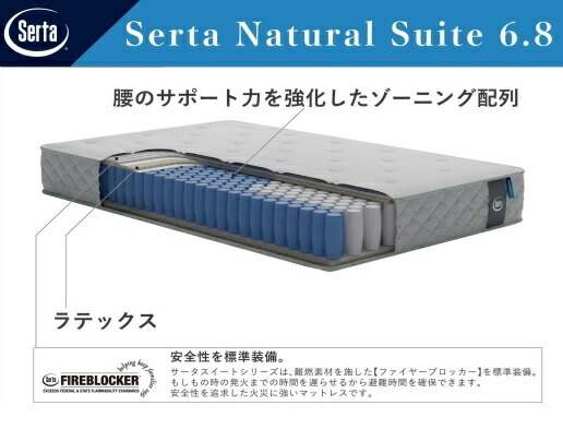 【開梱据え付ける貨物輸送無料】ポケットコイルマットレスサータ (Serta) ナチュラルスイート 6.8 (Natural Suite 6.8) 3領域隠し捲線（代わり代わり申し合わせ）5大きさ相応う（なおなお書き/SD/D/Q1/Q2）開梱据え付ける貨物輸送無料北海道、沖縄、離島は除く