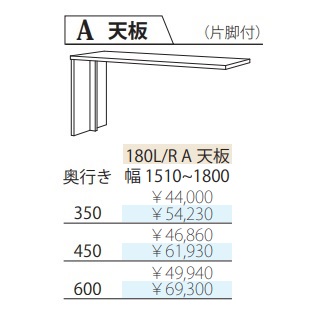 フルチョイス ツクリエ 180A 天板働きかける脚あり：L/R本体：アルケンかざり付ける居敷き奥ぶかさ：350/450/600粍幅：1510~1800粍色つや：10色相応うオプション購入注文(柿トリ能力のある)貨物輸送無料(部屋の入り口前送りとどける)北海道・沖縄・離島は除く