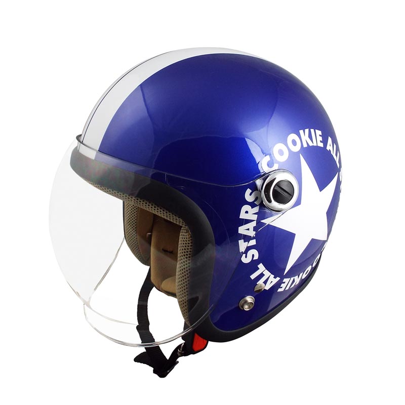 キッズヘルメット!　ジェット型ヘルメット メタリックブルー・ホワイト（bca-6) （サイズ 54~56cm）SG・PSC規格取得
