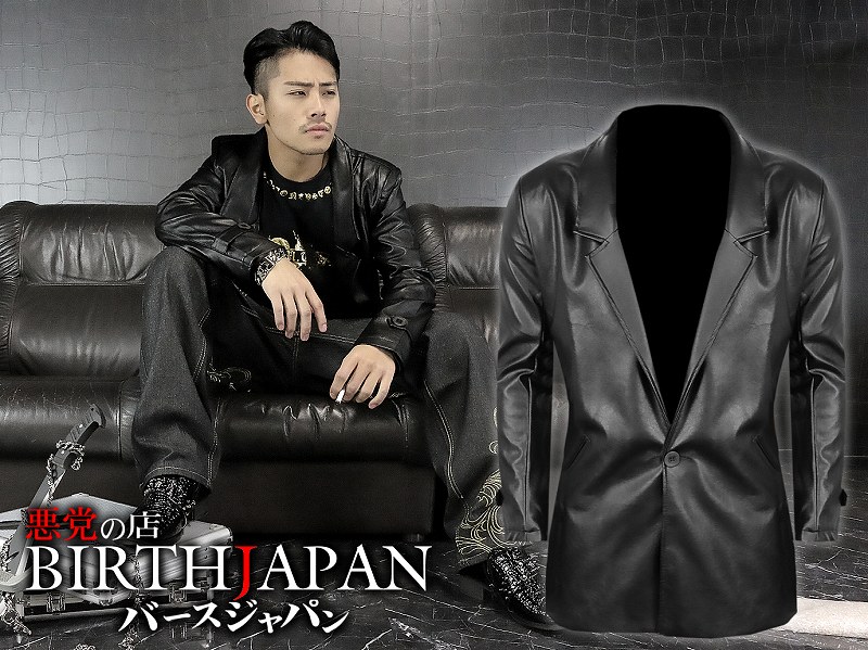 楽天市場 レザーコート ジャケット 黒 メンズ ファッション オラオラ系 悪羅悪羅系 ヤクザ ヤンキー 秋冬物 099 服 ジャケット 悪党の店 卍 バースジャパン