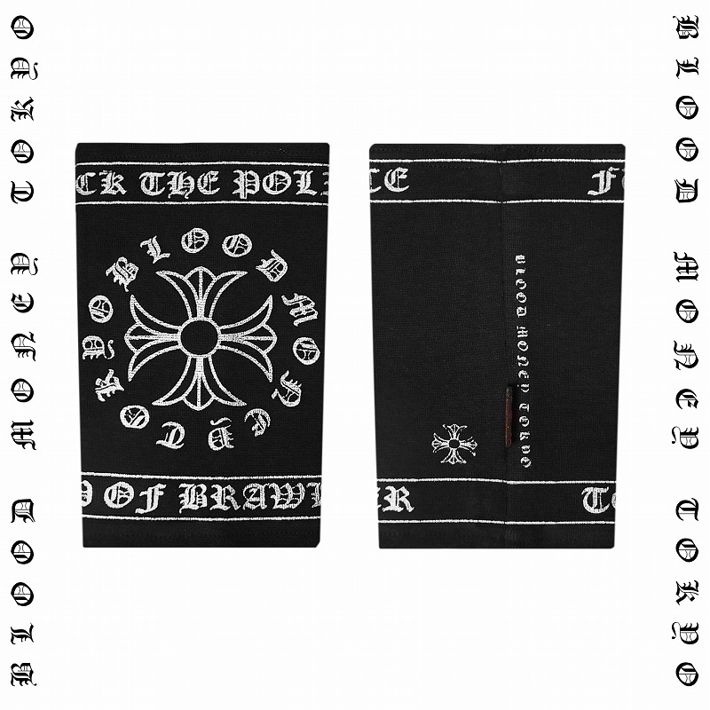 人気絶頂 クロス柄 サポーター 腕用 1枚入り 黒 銀 オラオラ系 悪羅悪羅系 ヤクザ ファッション 派手 ヤンキー チョイ悪 チョイワル メンズ