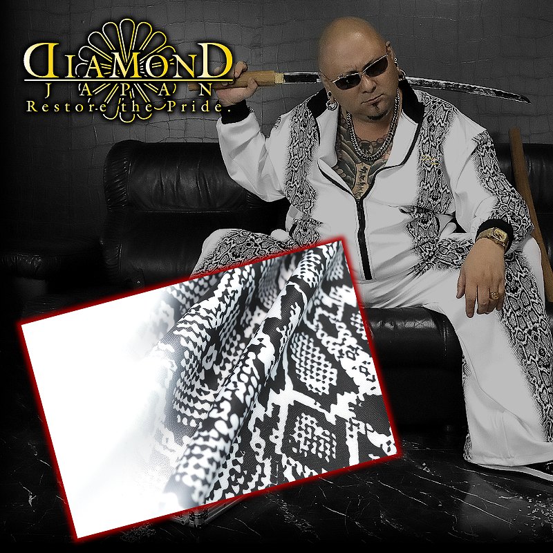 長蛇柄 長袖 セットアップ プルオーバー DIAMOND JAPAN DJ-119 白×黒 やくざ 北部人 オラオラ 悪羅悪羅 オラオラ系 上下組 服 盛りだくさん メンズ 流行り物