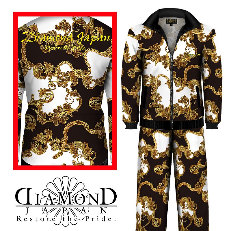 楽天市場】バロック総柄 黒 白 金 長袖 セットアップ ジャージ 服 刺繍