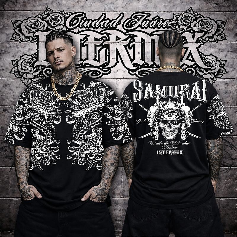 楽天市場】半袖 Tシャツ 服 INTERMEX 羽スカル チェーン itm-014黒 白