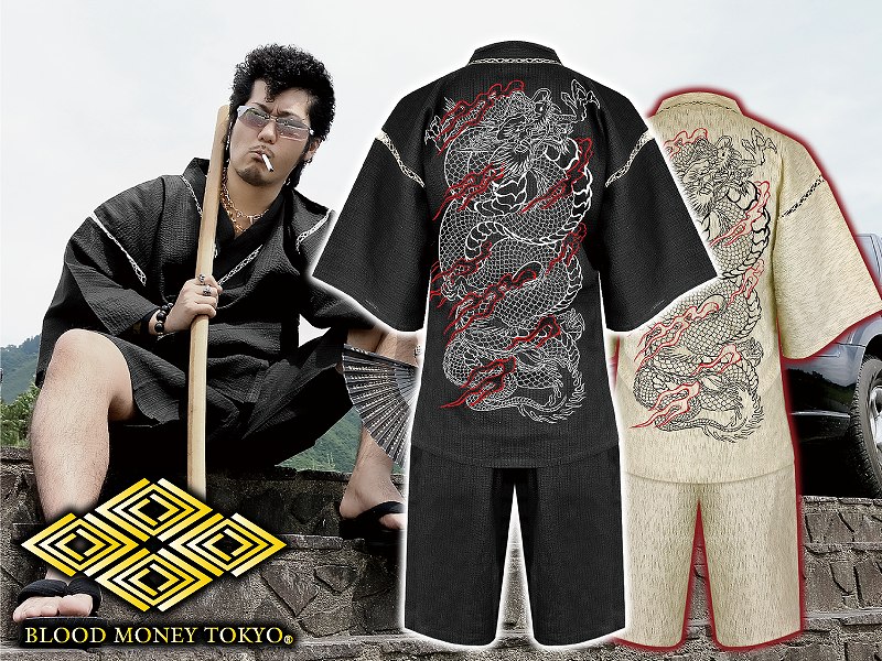 楽天市場】甚平 甚兵衛 008 オラオラ系 ヤクザ ヤンキー ネイビー 紺色