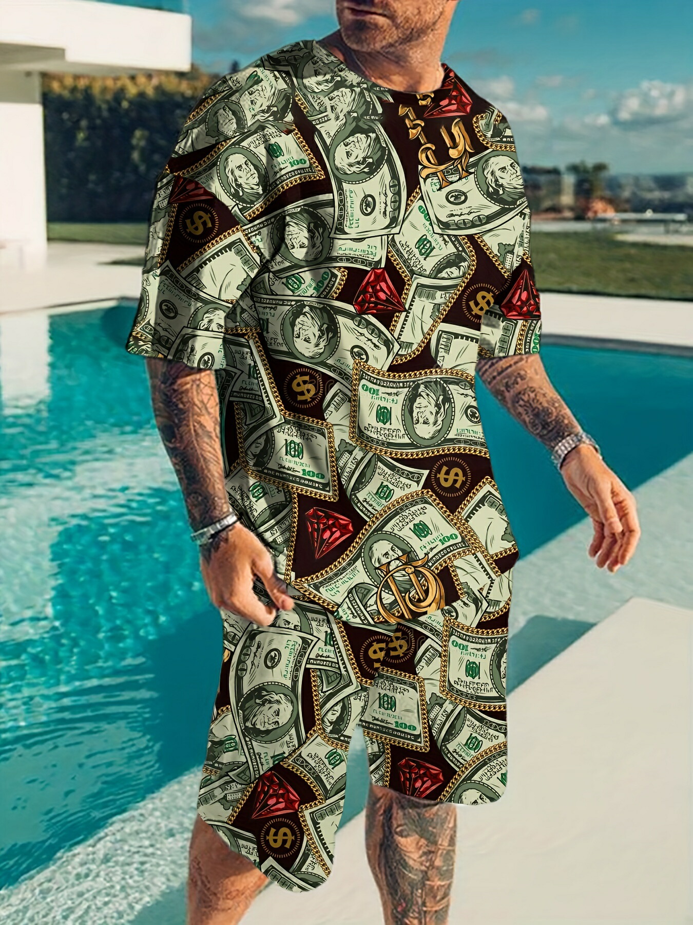 楽天市場】バロック柄 半袖シャツセットアップ ハーフパンツ