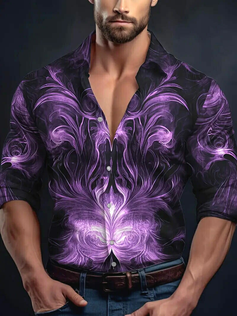 楽天市場】ペイズリー柄 長袖シャツ 171 マオカラードレスシャツ 紫 柄