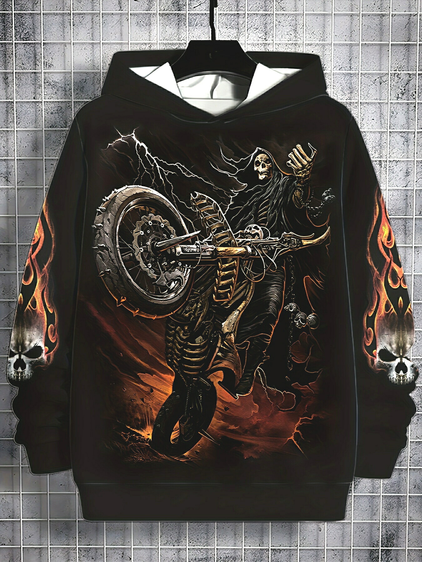 楽天市場】死神 スカル柄プリント パーカー015 薄手 羽織り 上着