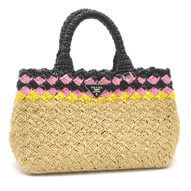 楽天市場】[返品OK] プラダ ラフィア カナパ トートバッグ 1BG889  