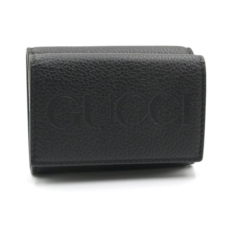 希少【GUCCI】折財布ブレード　レザー　ブラック　ユニセックス グッチグッチシマ コンパクトウォレット 黒 ユニセックス 二