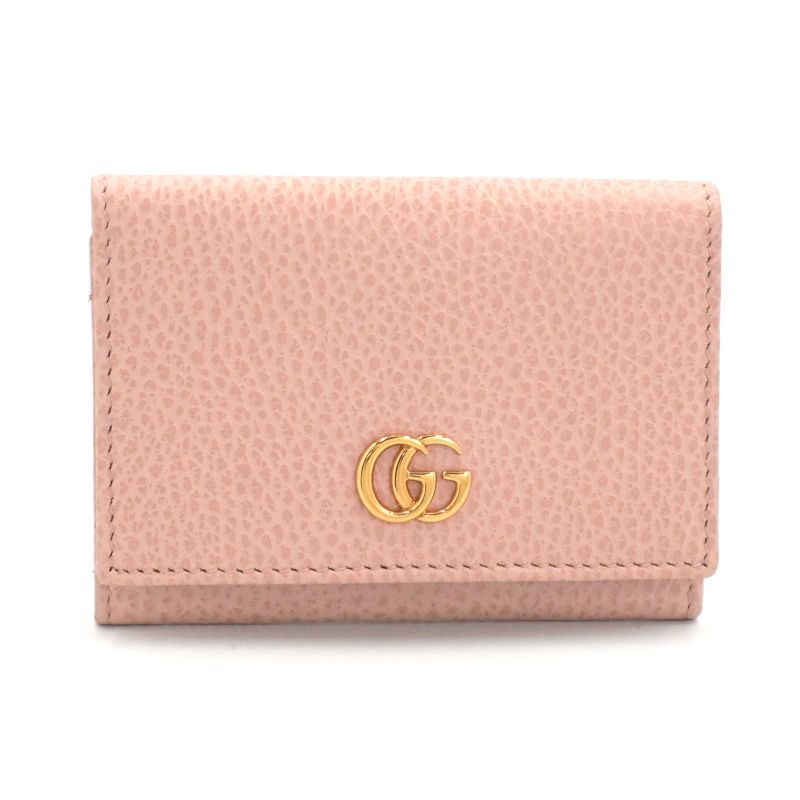 [返品OK] グッチ GGマーモント カードケース 474748 レザー ピンク カード入れ 名刺入れ プチマーモント ダブルG GG 二つ折り 【中古】【送料無料】｜麻布十番blanc【ブラン】