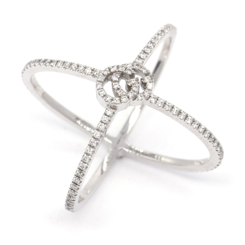 楽天市場】【返品OK】 【中古】グッチ スクエア リング K18ホワイト