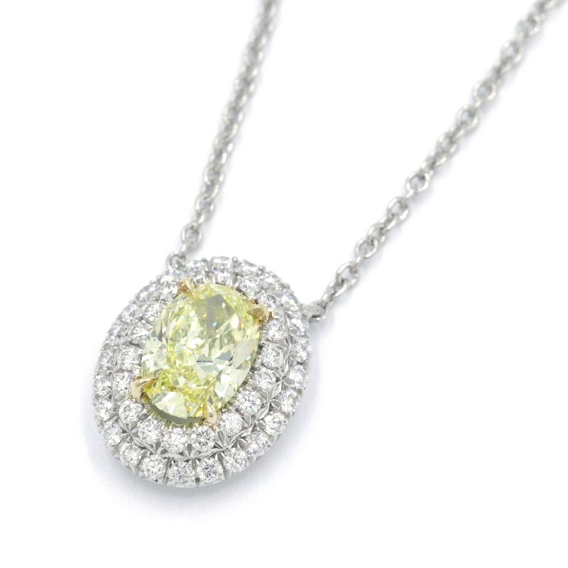 [返品OK] ティファニー FancyIntenseYellow/SI1/Excellent/0.65ct ソレストペンダント Pt950 イエローダイヤモンド プラチナ 地金約4g 【中古】【送料無料】