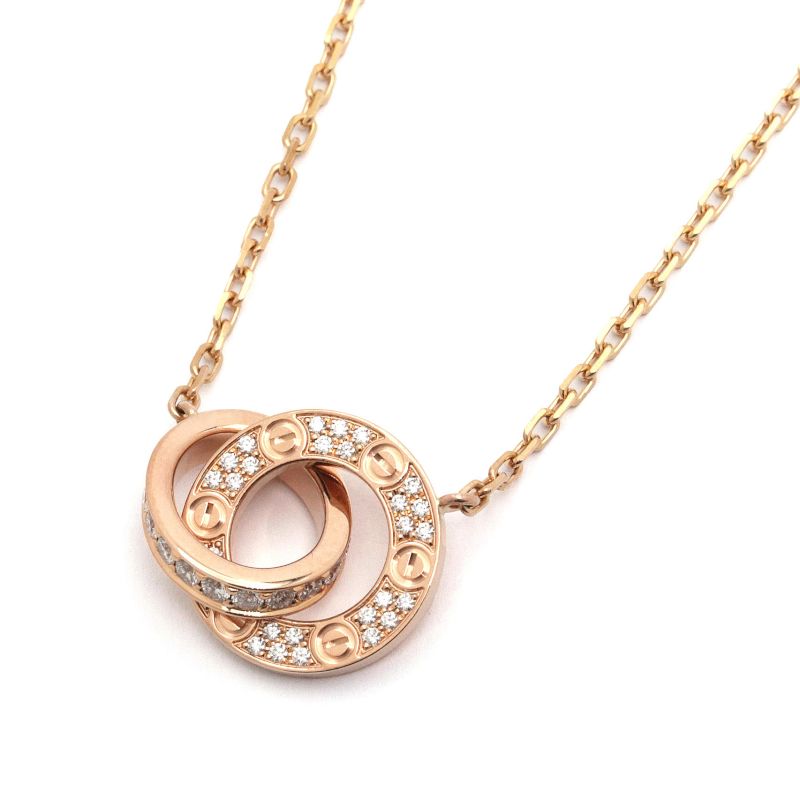 [返品OK] カルティエ LOVEペンダントパヴェセッティング B7224528 K18PG ダイヤモンド ラブネックレス ビス ピンクゴールド 地金5.7g 【中古】【送料無料】｜麻布十番blanc【ブラン】