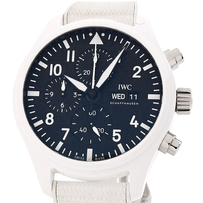 [3年保証/返品OK] IWC メンズ パイロットウォッチ クロノグラフ トップガン レイクタホ IW389105 箱保 ホワイト 自動巻き 腕時計【中古】【送料無料】