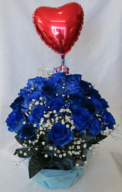 青薔薇@プロフ必読。10/17更新様ご確認用　バルーンギフト　バルーンアレンジ バルーン電報 青 薔薇 バラ ブルーローズ シャボンフラワー クール