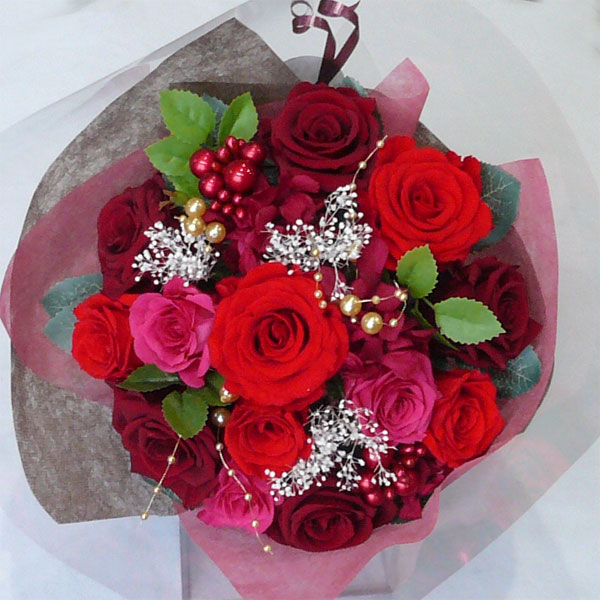【プリザーブドフラワー 花束】/ワイン花束L　【プリザーブド・フラワー】【結婚の御祝い】【プロポーズの花】