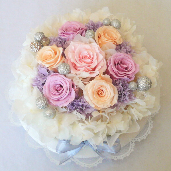 楽天市場】プリザーブドフラワー/スペシャルブルー フラワーケーキ L