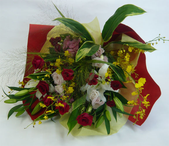 お正月飾りの花 花 観葉植物 正月用アレンジメント お年賀に 正月飾り 迎春花束 フラワーアレンジメント 紅白花束 送料無料 フラワーギフト ブルーマート