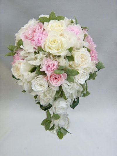 楽天市場】白ユリ、白バラロングキャスケードブーケ【smtb-tk