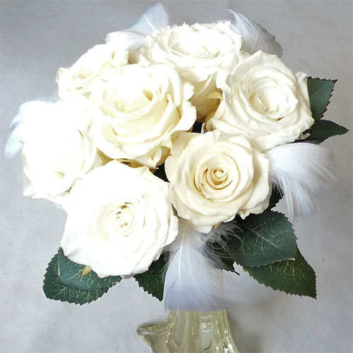 ウエディングコルサージュ 縁組ブーケ プリザーブドフラワーブーケ ブーケプルズ 紅毛 アンティークホワイト Daemlu Cl