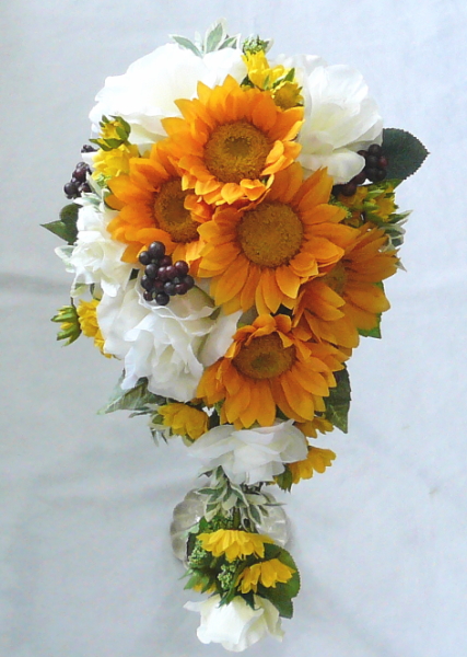 White Rose And Sunflower Bouquet