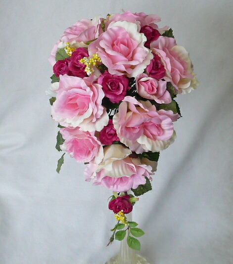 即納 最大半額 ウエディングブーケ ピンク 濃いピンクバラセミキャスケードブーケ Smtb Tk 海外輸入 Www Estelarcr Com