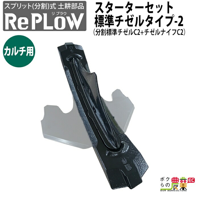 リプラウ カルチ用リプラウスターターセット標準チゼルタイプ-2 CULSSET1 分割標準チゼルC2＋ チゼルナイフC2 分割式 チゼル ブラケット ナイフ スタブル カルチ 交換部品 土耕部品プラウ 耕作作業刃 耕起作業爪 耕作刃 分割式土耕部品 耕起