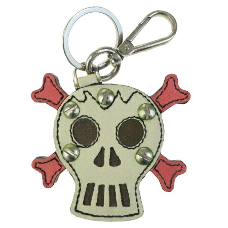 Super Beautiful Article Prada Bag Charm Key Ring Scull Skeleton White Pink Silver Leather Metal 08ba568