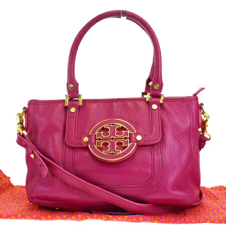63hc442 With The Middle Beauty Product Tolly Birch Tory Burch 2way Shoulder Bag Handbag Tote Pink Leather Preservation