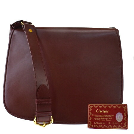予約販売品 中古 中美品 カルティエ Cartier マスト ショルダーバッグ ボルドーレッド レザー 65bq975 ブーム 激安ブランド Clubculturaclassica It