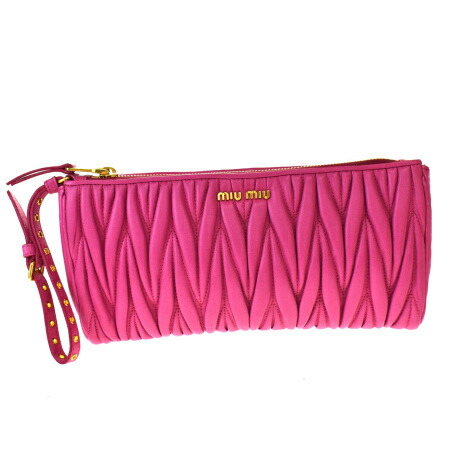 中古 中美品 ミュウミュウ Miumiu クラッチバッグ ピンク レザー 61bs936 Paigebird Com