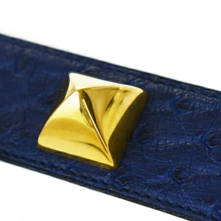 中古 超美しさもの エルメス Hermes メドール 腕輪 バングル 青味 ゴールド オーストリッチ メタール 67jc709 Osteotherapeutics Com