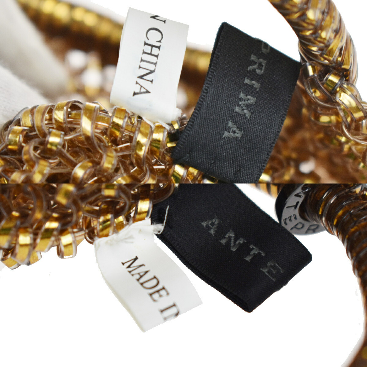 中古 アンテプリマ Anteprima ワイヤー ラインストーン Pvc ハンドバッグ ゴールド 01gc627 Painfreepainrelief Com