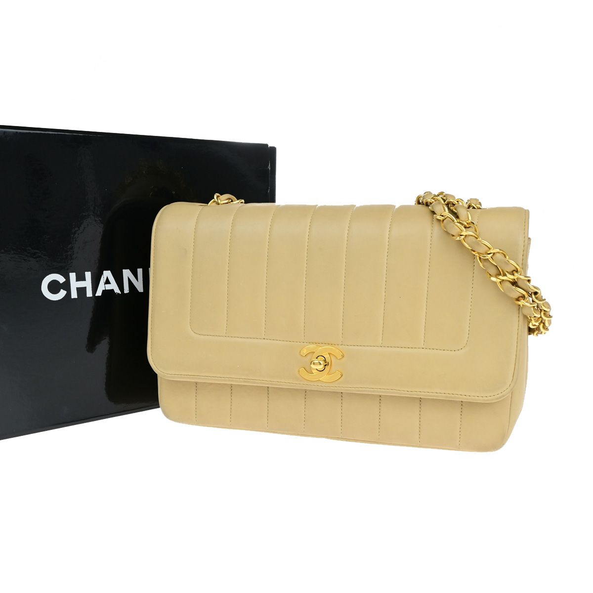 【中古】シャネル CHANEL CCロゴタイプ お姉さん チェーン店 ショルダーバッグ なめし革 ベージュ ゴールド金具 フランス共和国373RK186 バッグ・小物・ブランド雑貨-レディースバッグ-バッグ