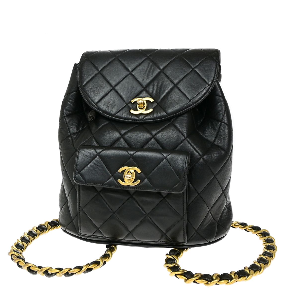 【中古】 シャネル CHANEL CCロゴタイプ デュマ マトラッセ チェーン店 うしろ側容器に並べる なめし革 黒いこと フランス共和国 ヴィンテージ889RK991