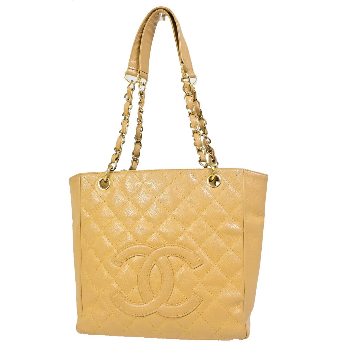【中古】シャネル CHANEL CCロゴ マトラッセ PST チェーンショルダーバッグ キャビアスキン ベージュ ゴールド金具 イタリア629RK258｜ブーム