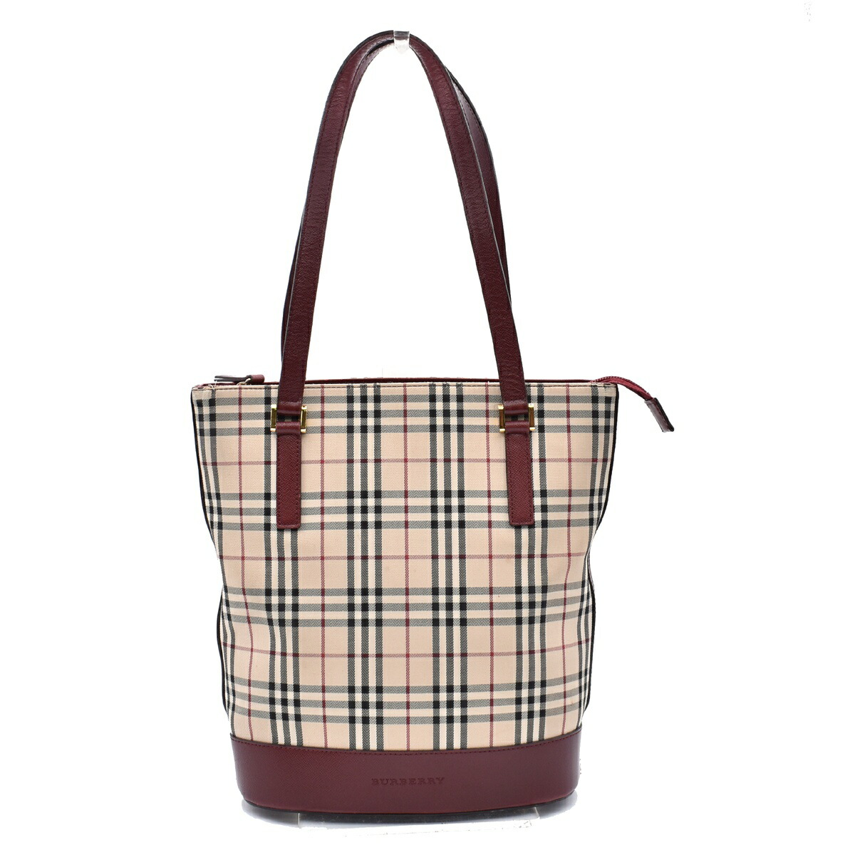 BURBERRY バーバリー ショルダーバッグ ノバチェック ベージュ ボルドーワイン 60BS012