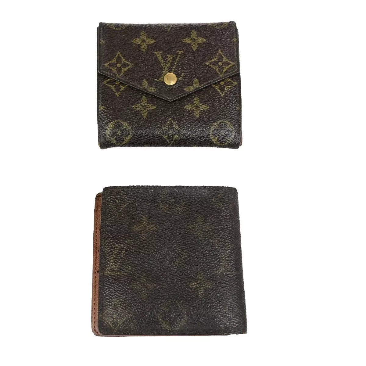 LOUIS VUITTON ルイヴィトン 二つ折り 財布 モノグラム Wホック ブラウン 2点セット 02BS059｜ブーム