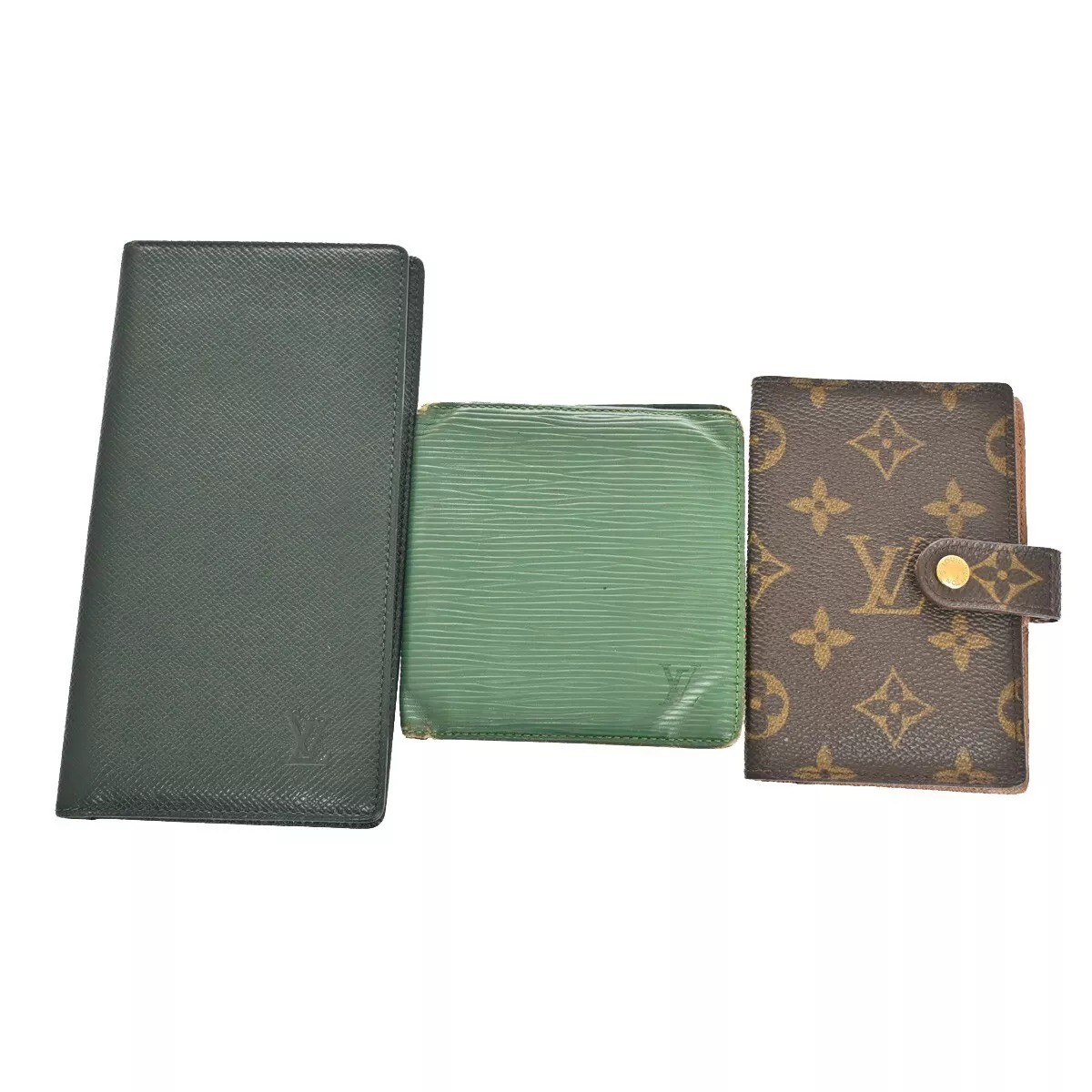 LOUIS VUITTON ルイヴィトン モノグラム エピ タイ王国ガ 長紙入れ 二つ折り お紙入れ 3点 仕掛ける 緑 緑であること 02BS053