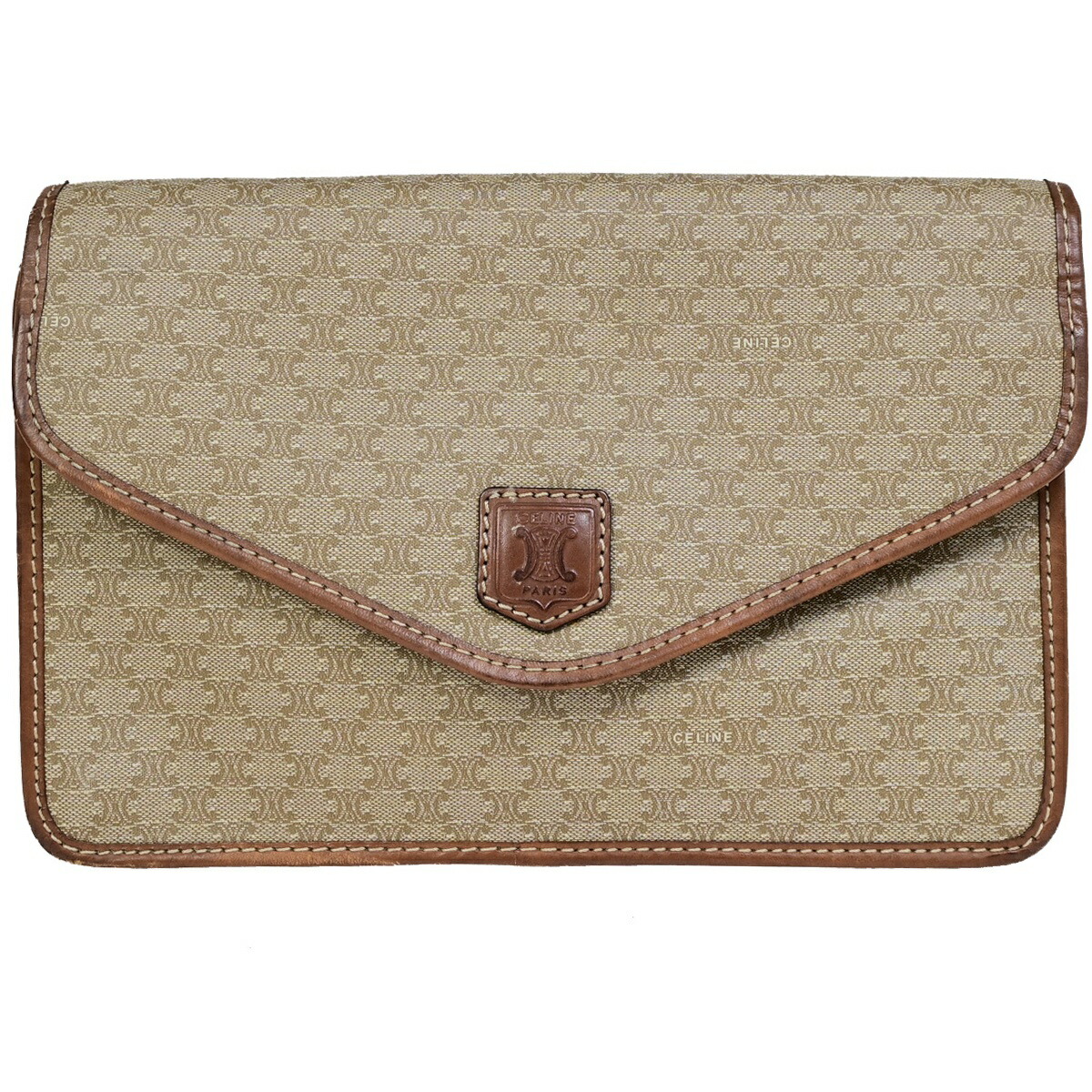 CELINE セリーヌ マカダム 二番目御徒面子 クラッチペダル御徒面子 ベージュ 01BS111