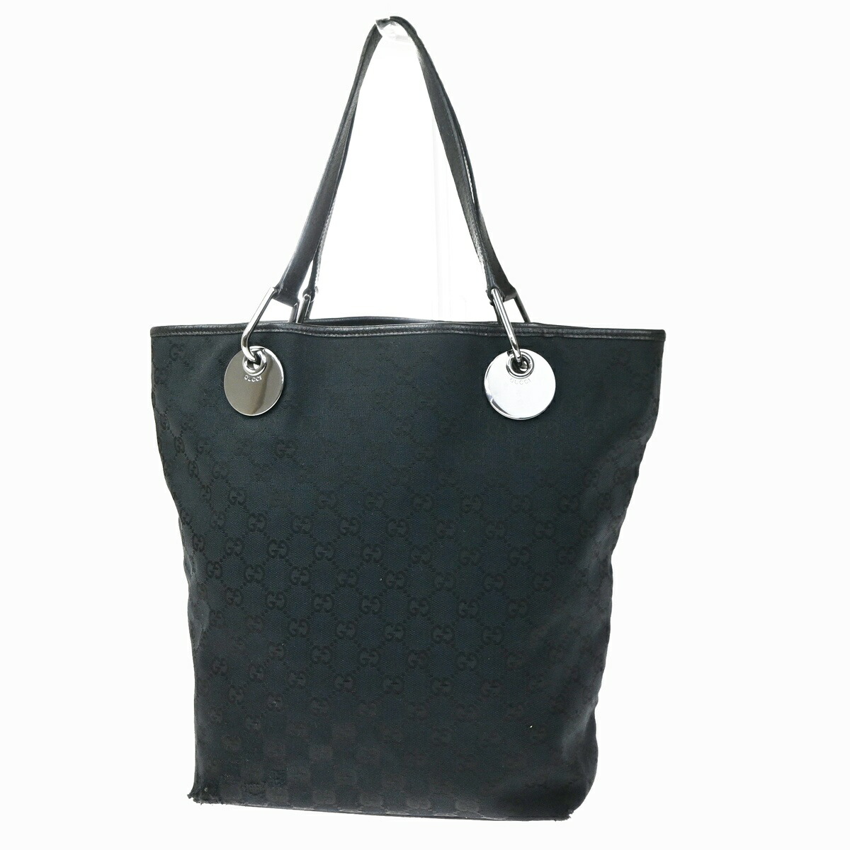 GUCCI グッチ ショルダーバッグ トートバッグ 黒いこと 帆布 なめし革 63BS420