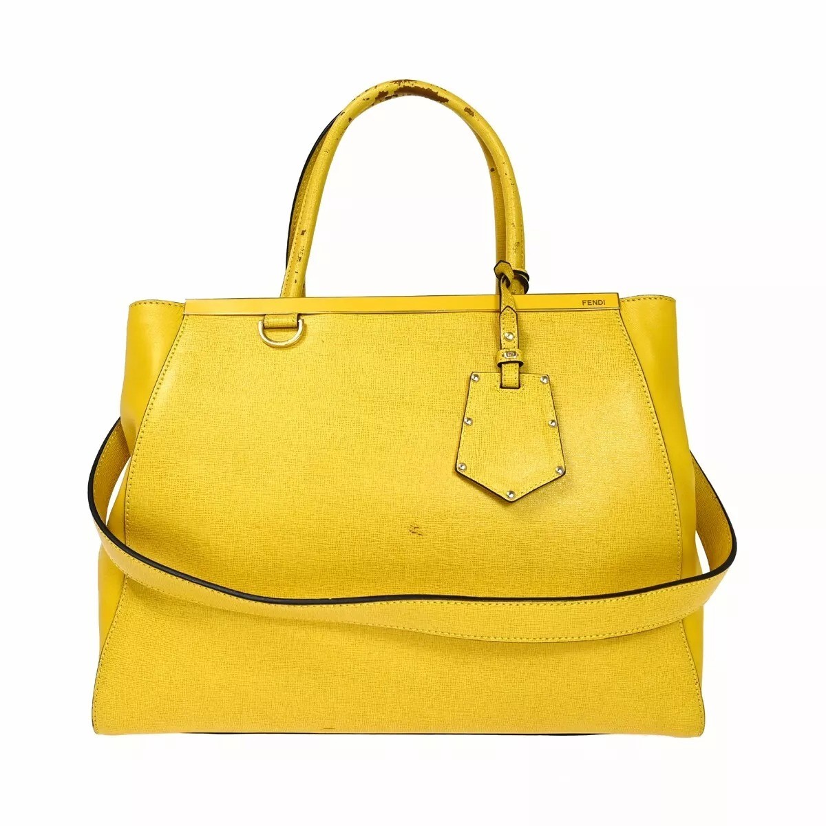 FENDI フェンディ トゥージュール ハンドバック ショルダーバッグ 2wy 黄色 黄味がかった なめし革 87BS147