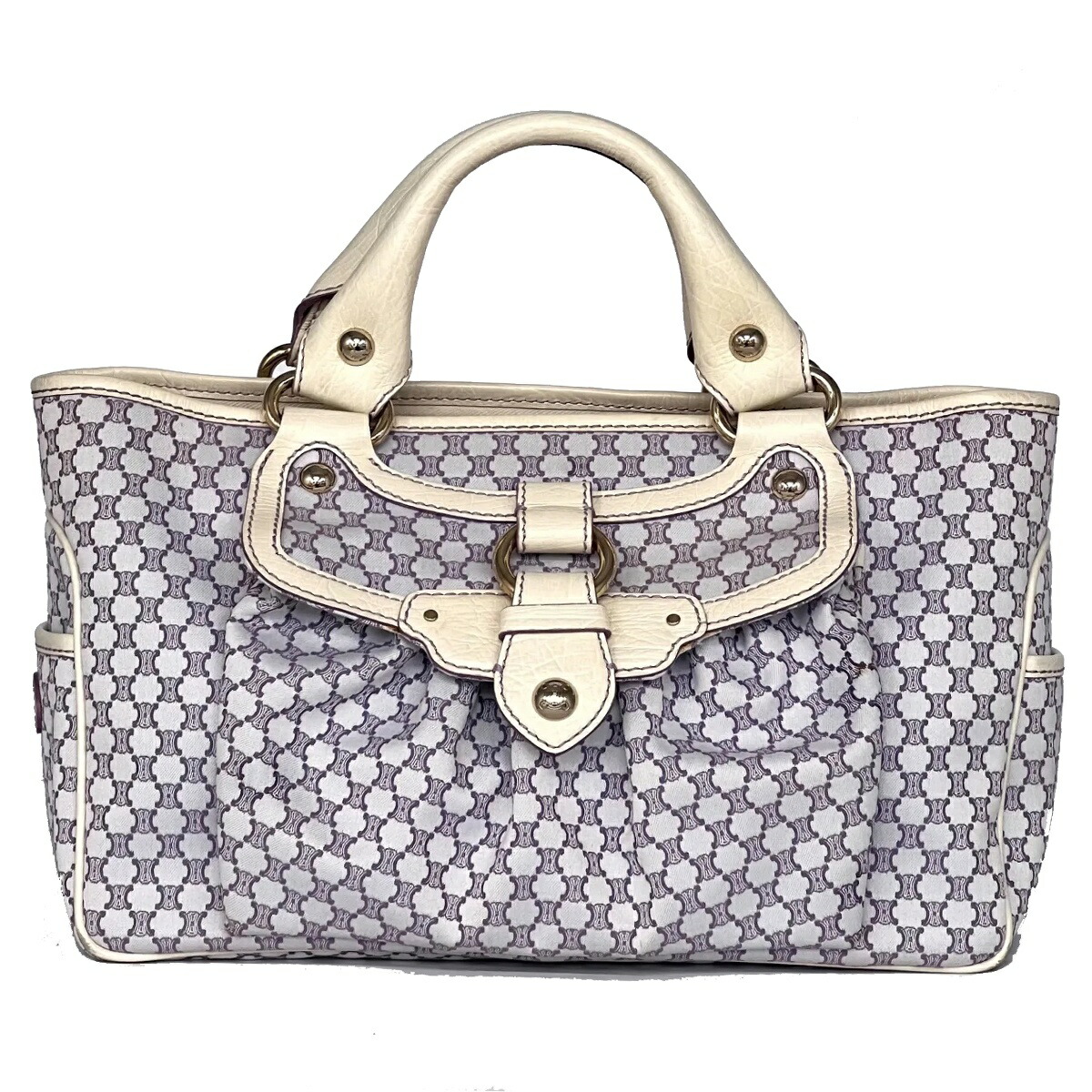CELINE セリーヌ ハンドバック マカダム柄 紫 白いこと 33BS140
